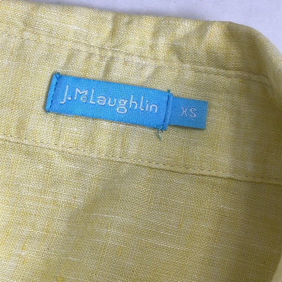 J. McLaughlin Women’s Size XSmall Yellow Green Britt Button Down 100% Linen Top - Picture 5 of 10